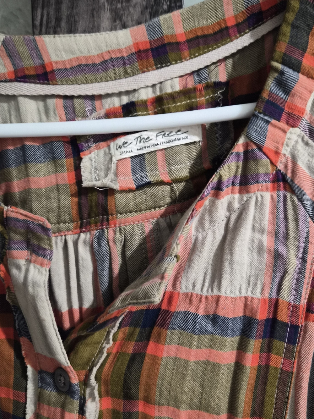 Free People Button-Front Plaid Midi Dress in Beige, Olive & Rust - Picture 2 of 2